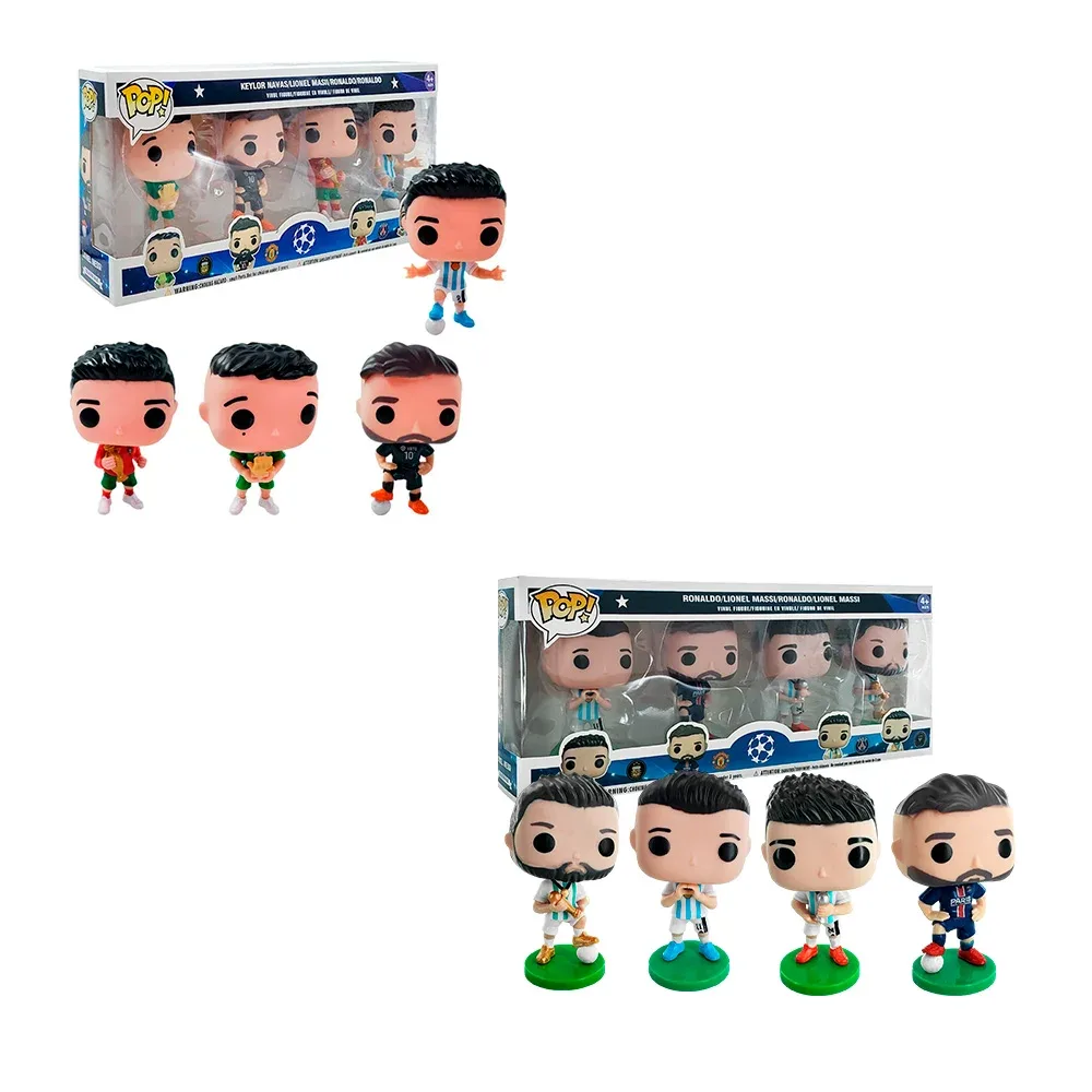 Paquete con 4 figuras pop coleccionables de futbolistas, 11 cm, variedad