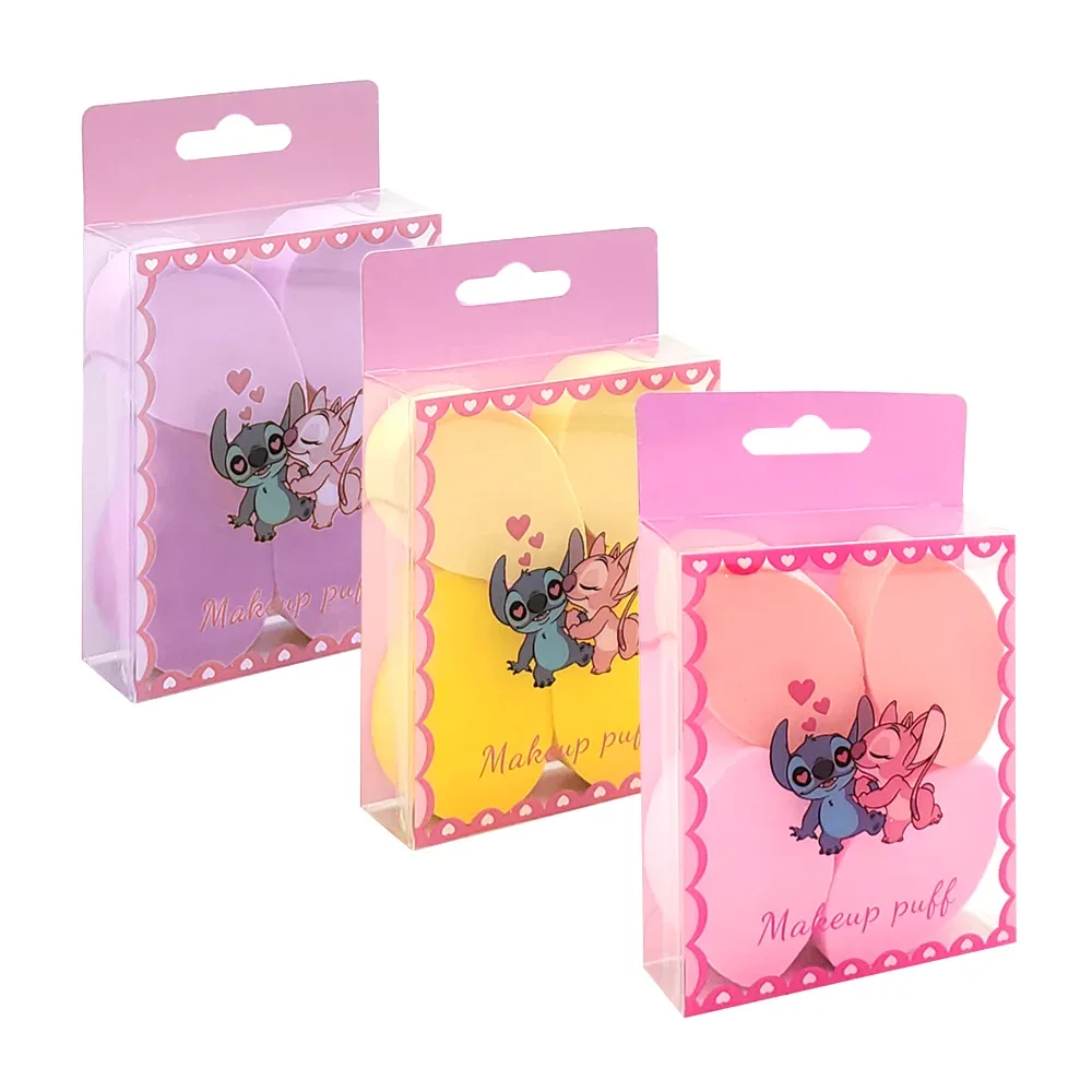 Paquete de 4 esponjas multicolor para maquillaje con diseño de stitch
