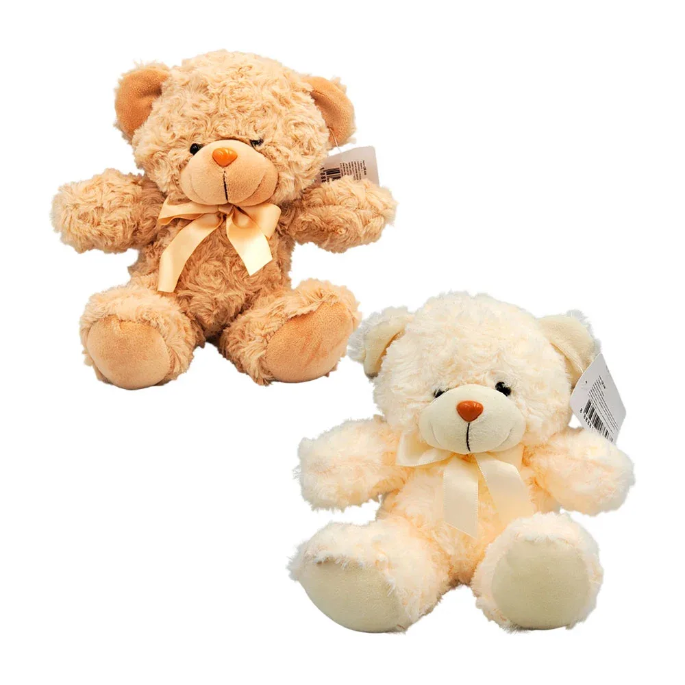 Peluche afelpado en forma de oso, suave con moño, 18cm, variedad de colores