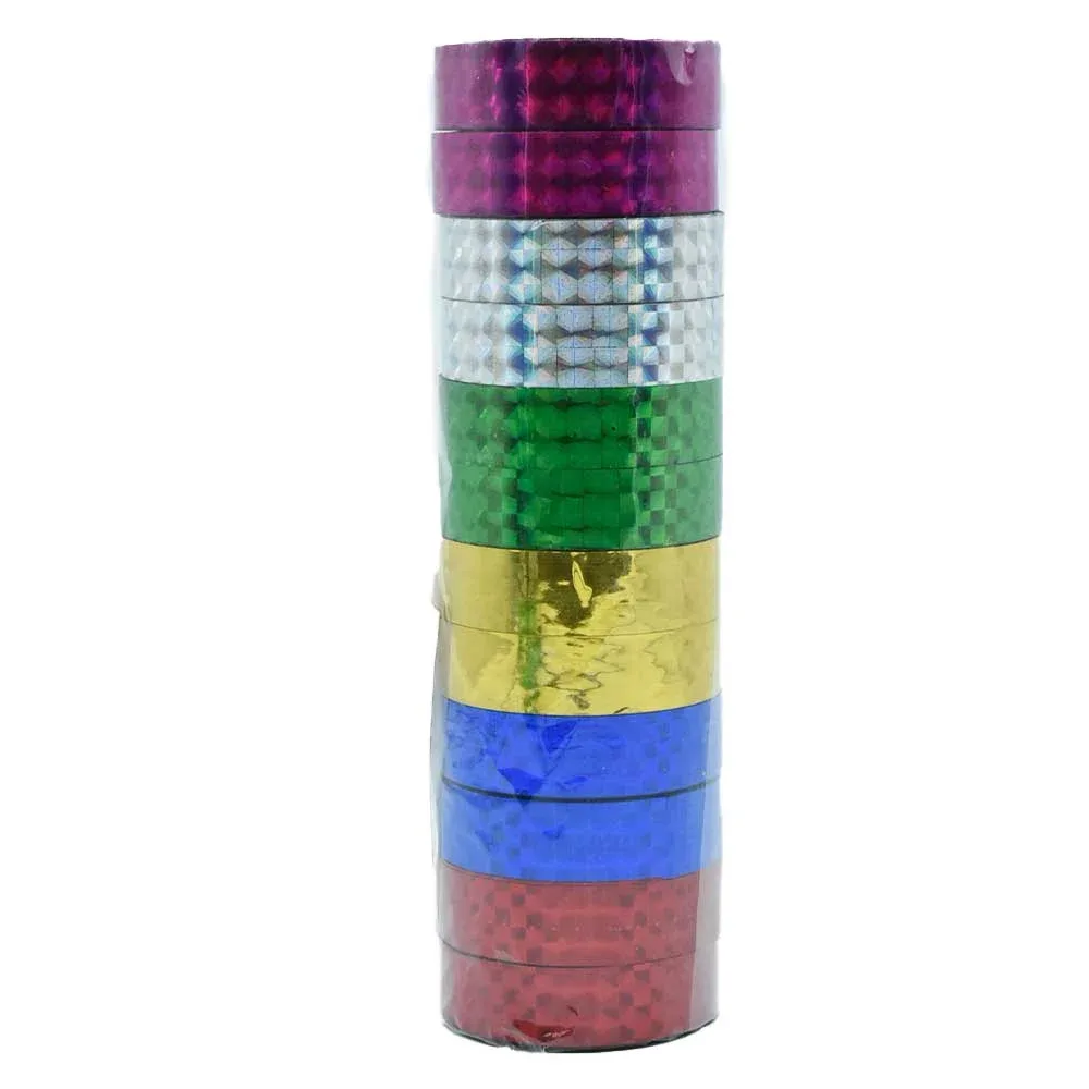 Paquete con 12 cintas adhesivas decorativas holográficas con ancho de 1.2cm / fz-11-2 / ar033 / aa-1028