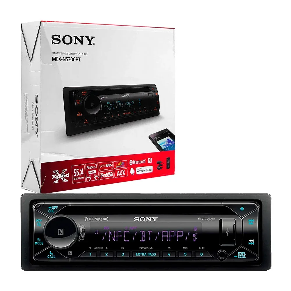 Autoestéreo sony con radio fm, mw, sw, cd, bluetooth, 55w + accesorios