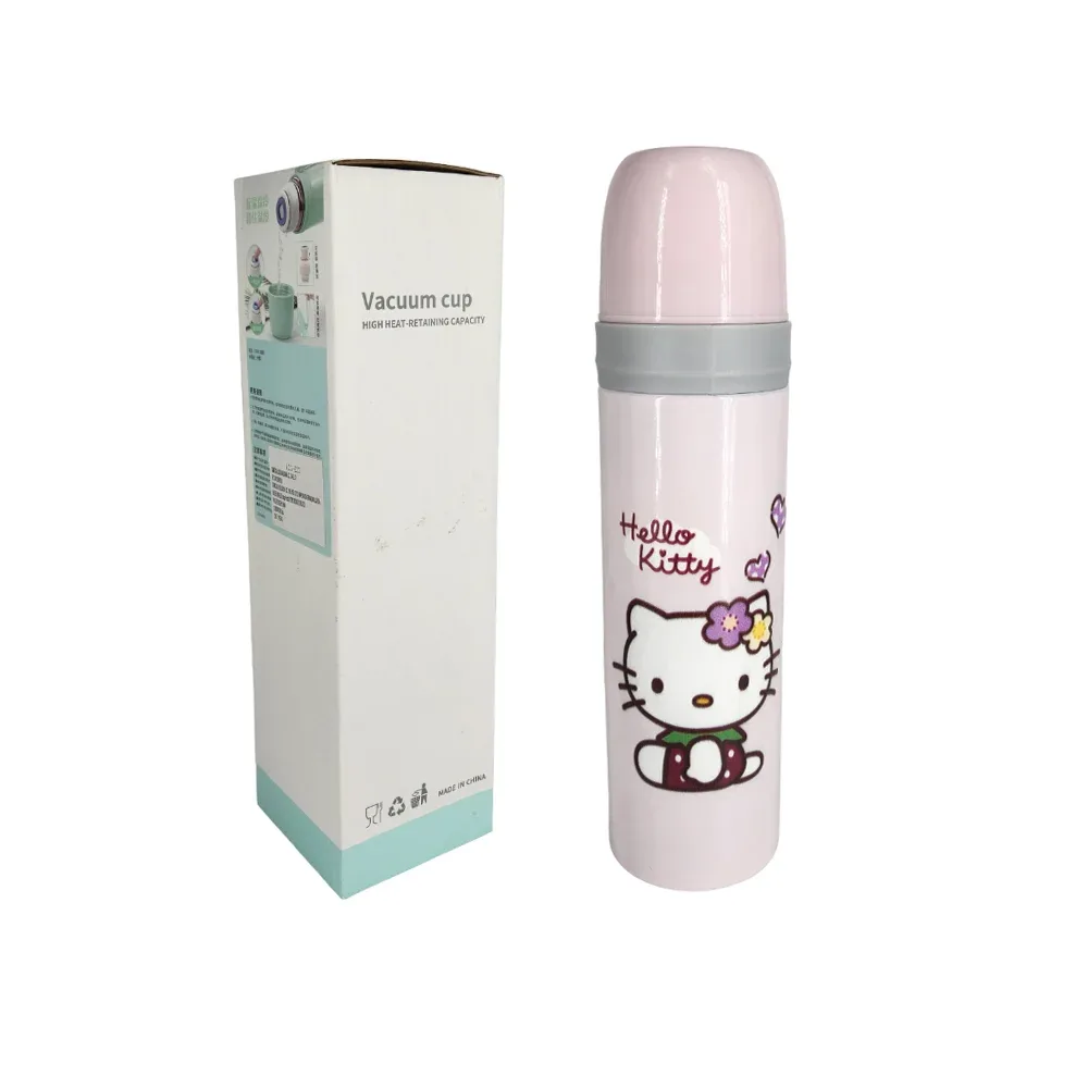 Termo de acero inoxidable vacuum cup 500ml con correa de silicona diseño hello kitty, variedad de modelos / a23-e23