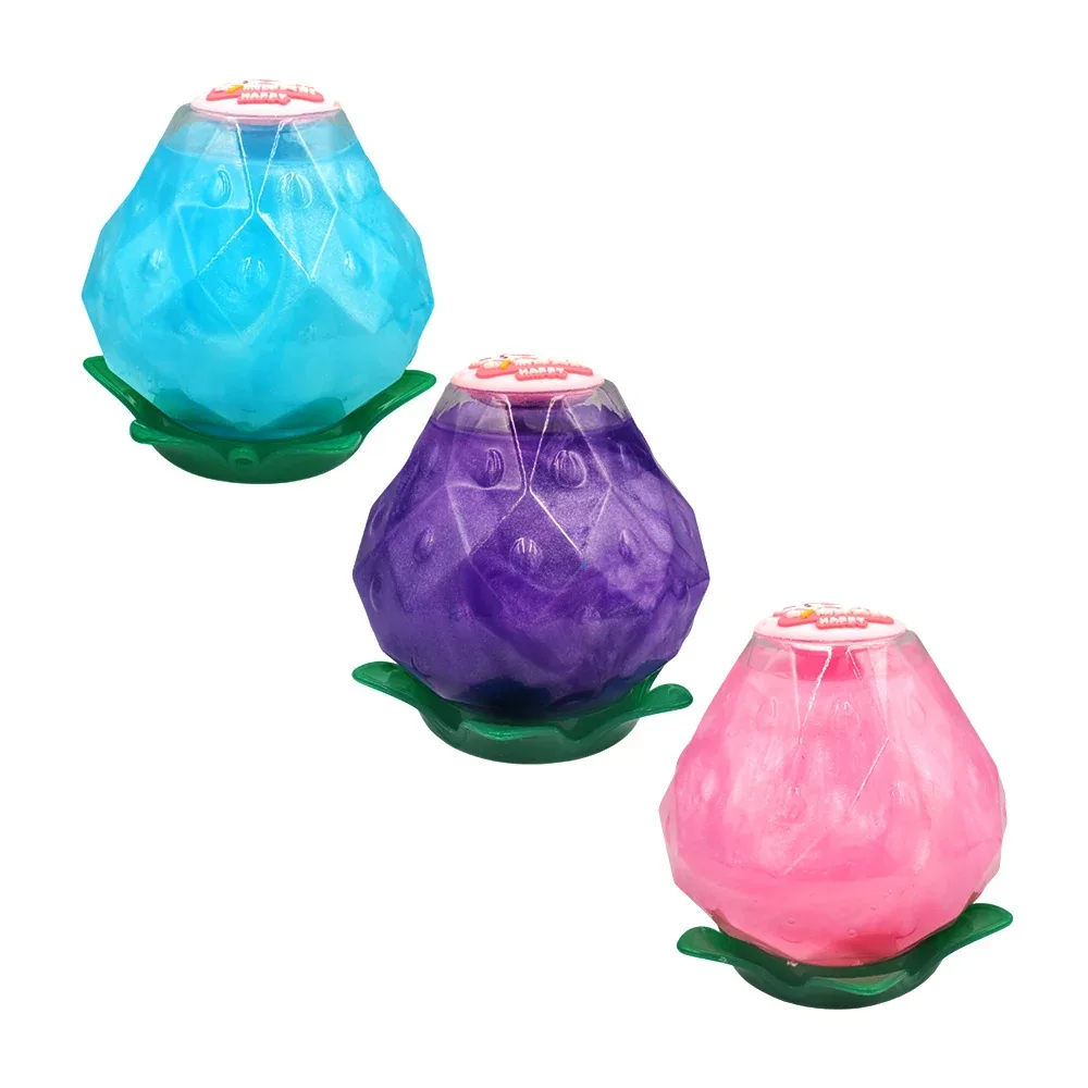 Bote en forma de fresa con slime brilloso, variedad de colores / h-1964