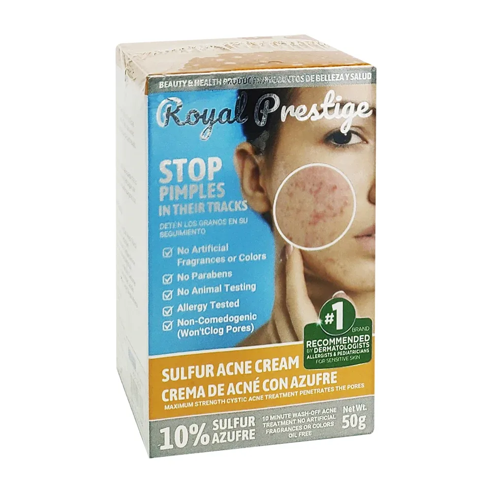 Crema facial de azufre para controlar el acné 50g / royal prestige stop pimples