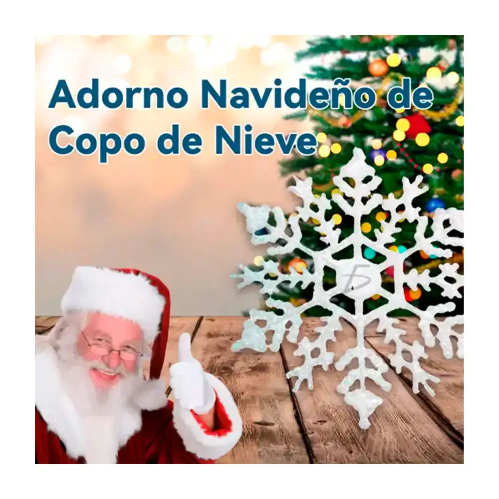 Listón navideño con diseño de estrellas + 30 adornos en forma de copos de nieve