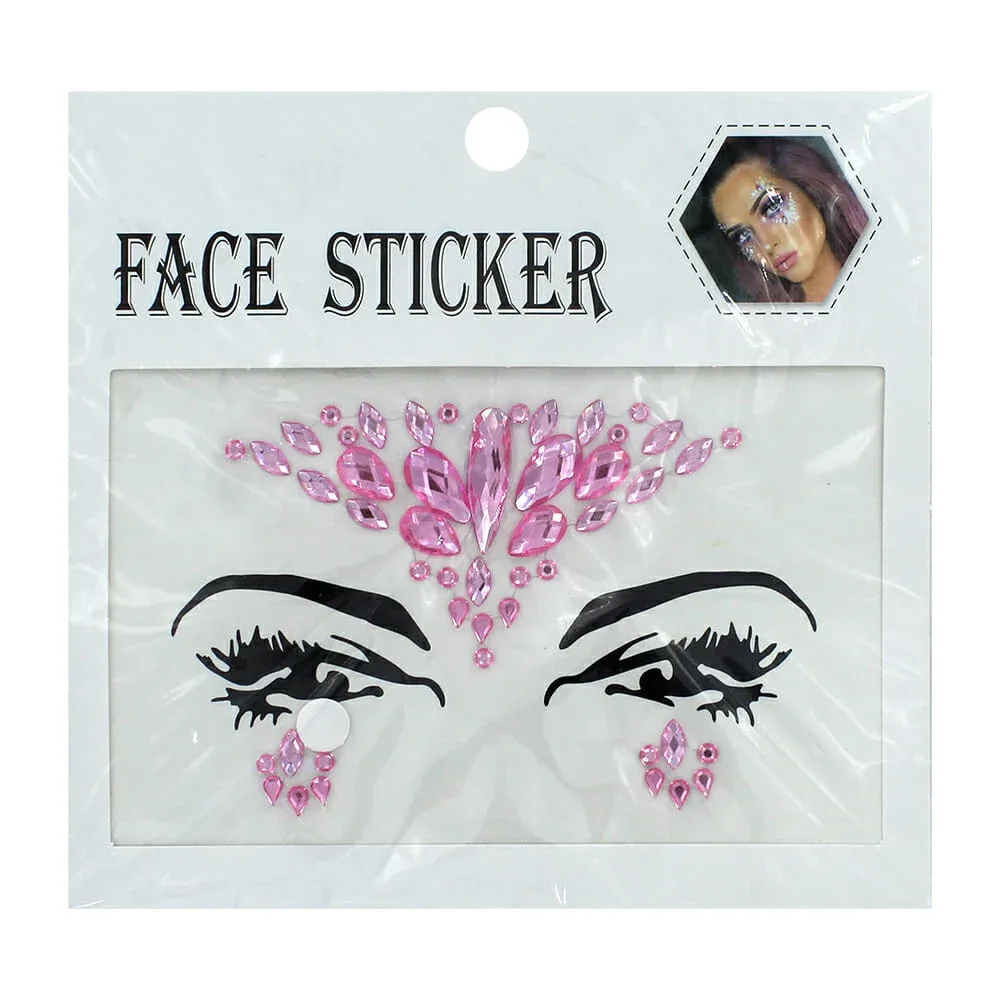 Planilla face sticker gems stickers con gemas faciales autoadhesivas, variedad de colores y formas / y-032-3