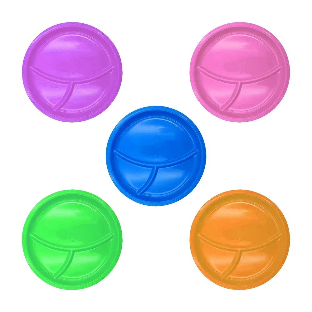 Plato grande de plástico con 3 divisiones para la comida, variedad de colores / plato aros / cosmo plastik / plato círculos