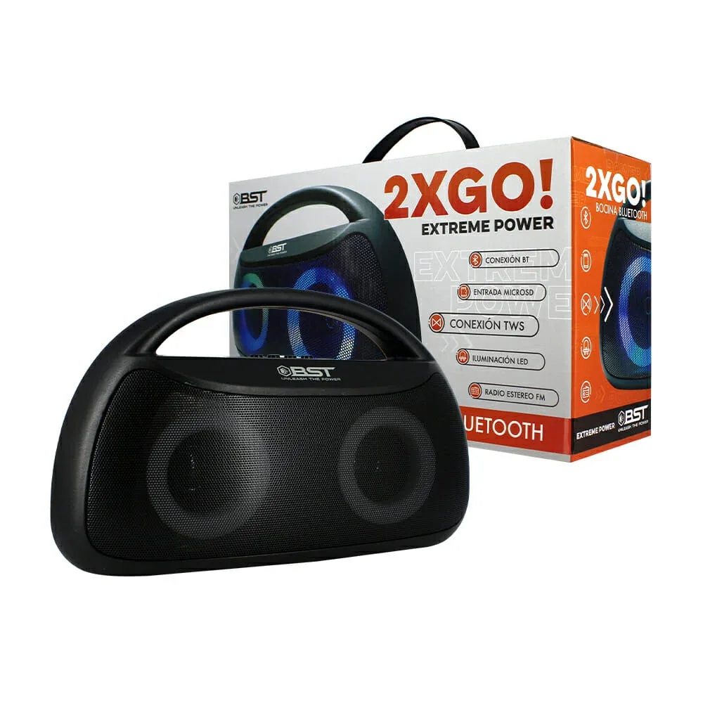 Bocina bluetooth con luz multicolor 2.5x2, con entradas usb, sd y 3.5mm, conexión tws, fm / bst