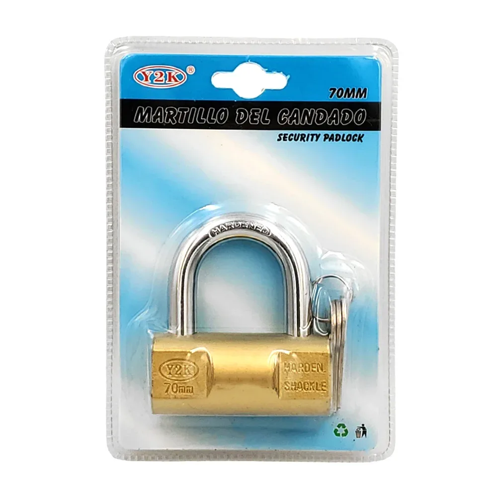Candado cilíndrico de 70mm con gancho medio, alta seguridad + juego de llaves
