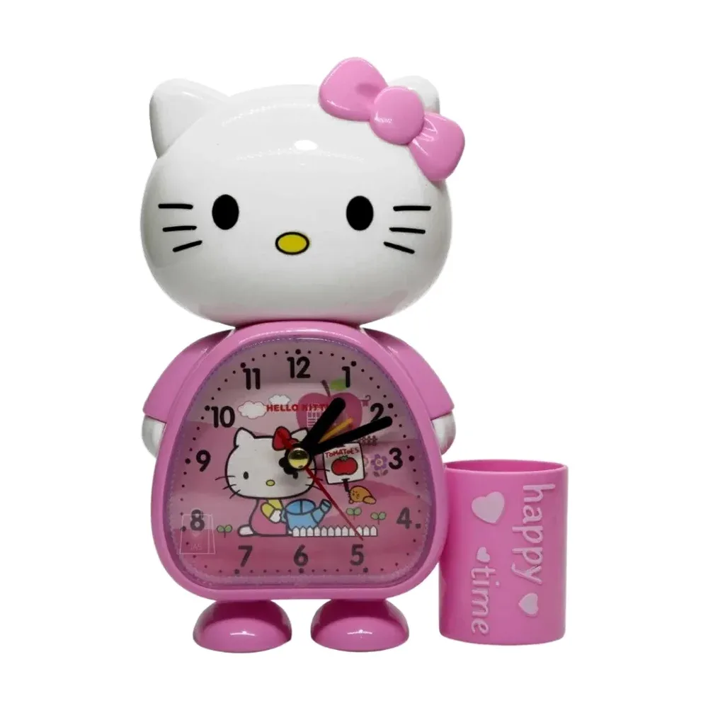 Reloj despertador brush pot con pequeño lapicero diseño de hello kitty, variedad de colores / b545