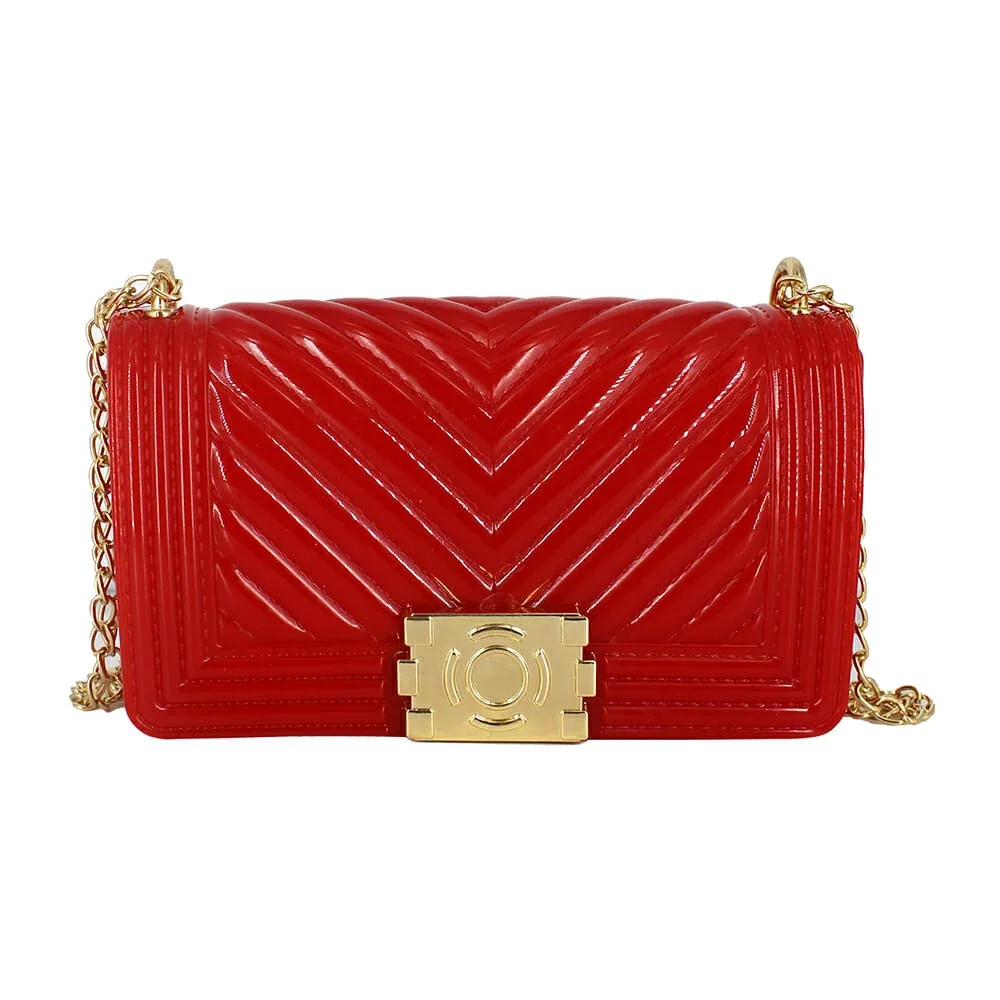 Bolsa pequeña rectangular lisa ld de broche con asa agarradera de cadena, variedad de colores / 2202-102