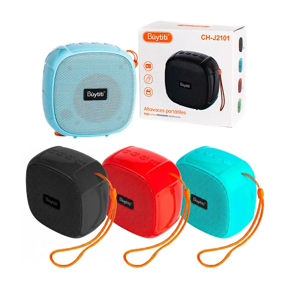 Bocina inalámbrica pequeña, cuadrada, puerto usb, tf y radio, asa y sonido 360