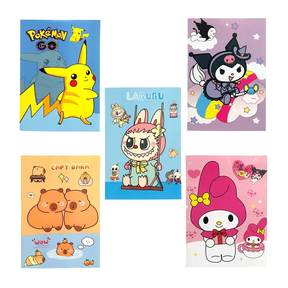 Cuaderno - libreta con estampado de personajes, hojas de rayas, varios diseños