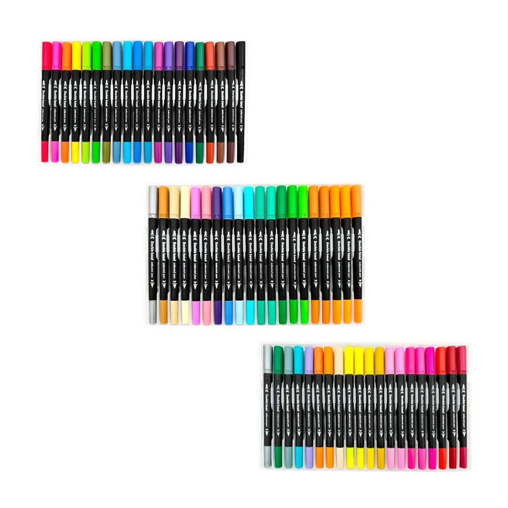 Paquete con 60 plumones delgados de doble punta, color surtido / 001-60