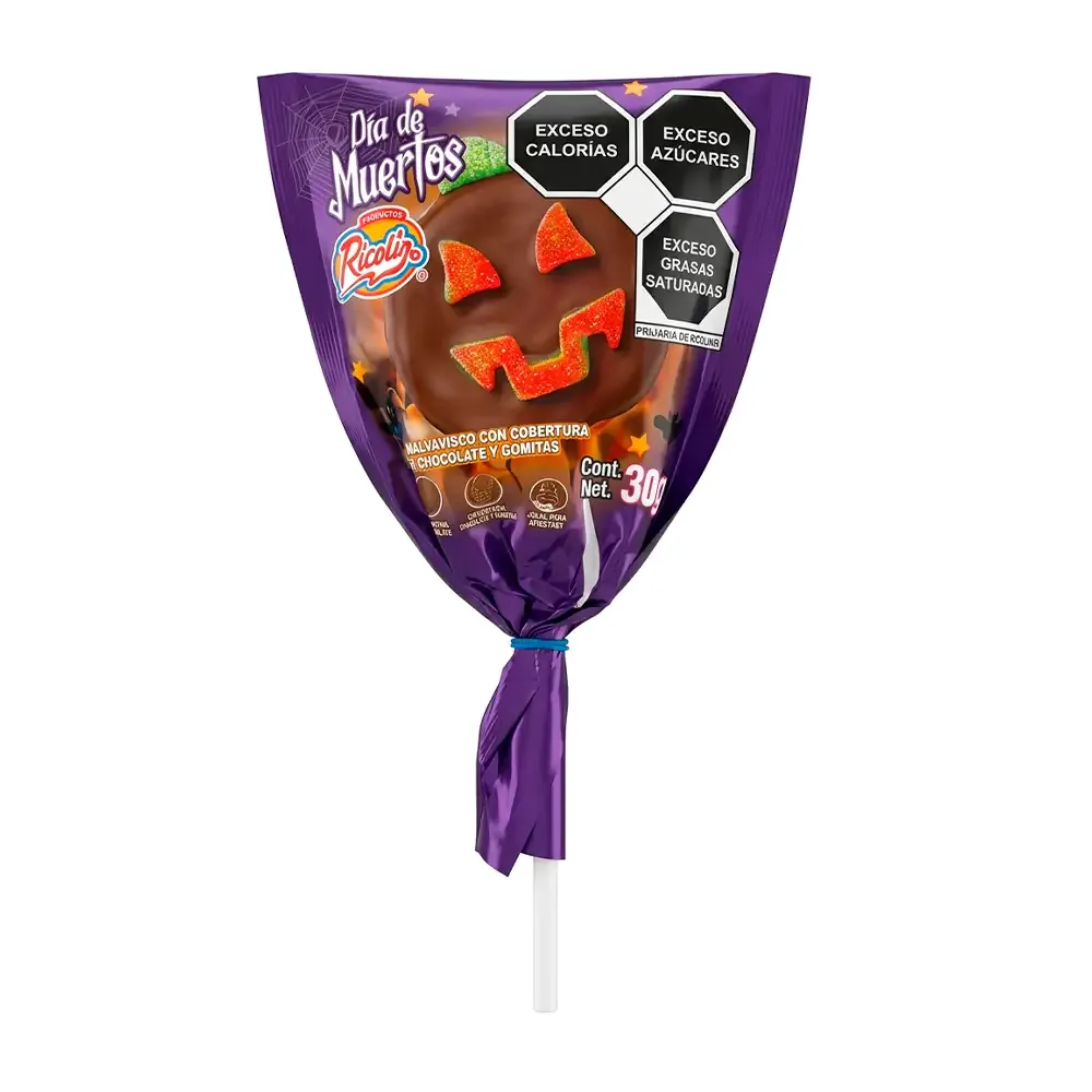 Paleta de malvavisco con cobertura de chocolate y gomita, temática hallowen, 30g