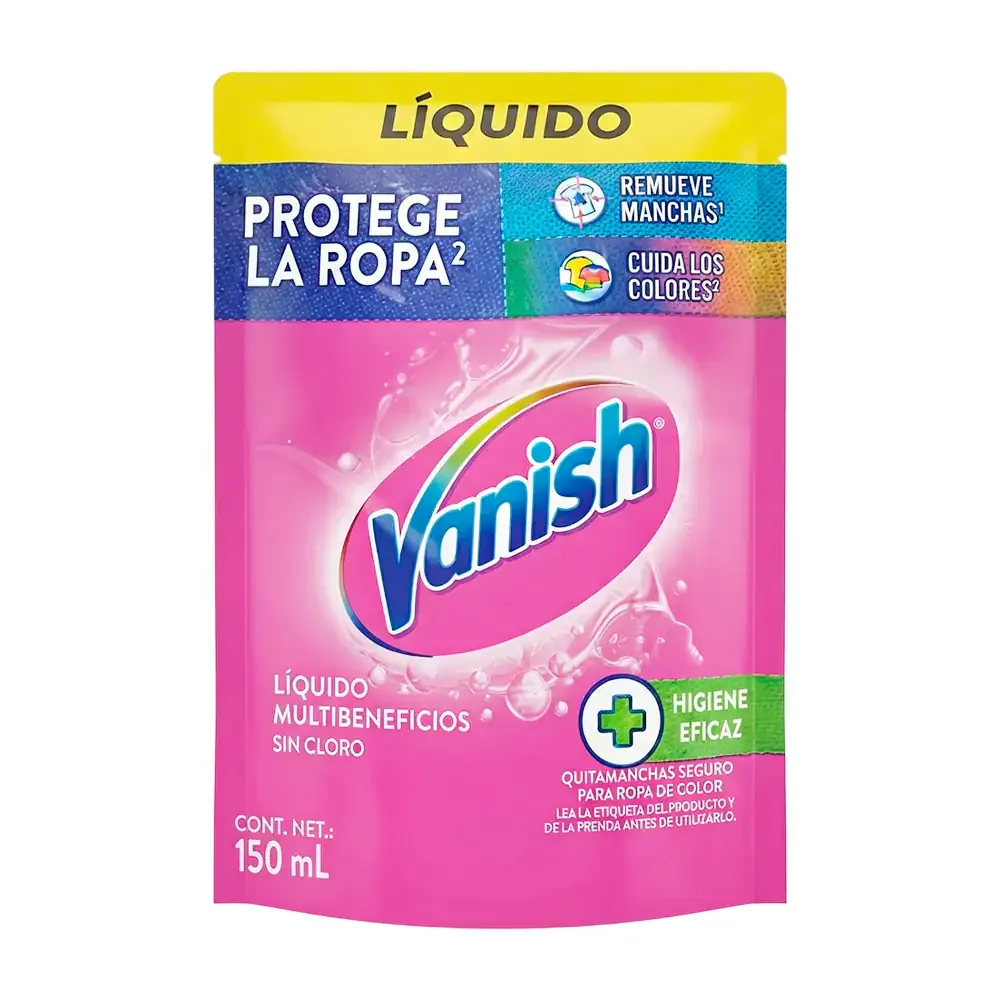 Jabón liquido vanish multibeneficios para ropa sin cloro de 150ml