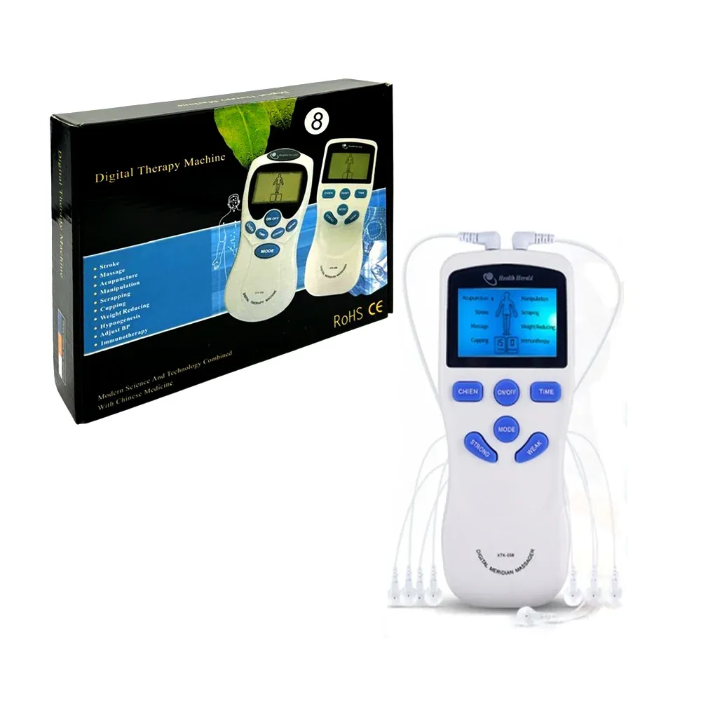 Máquina electro-estimuladora masajeador con 8 parches adhesivos para fisioterapia / digital therapy machine / gs-321
