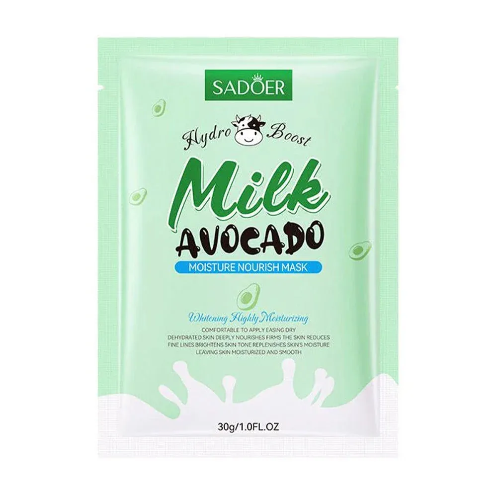 1pz mascarilla hidratante con leche y aguacate para blanquear y limpiar, 25g