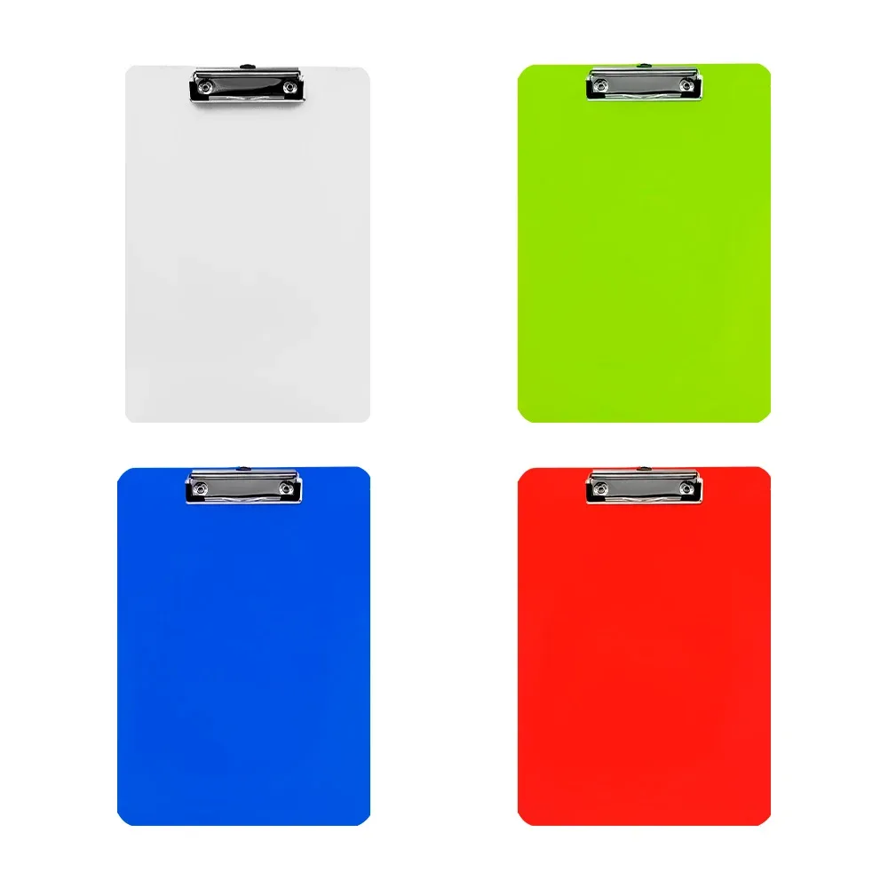 Tabla porta documentos a4 de plástico, broche metálico, variedad de colores