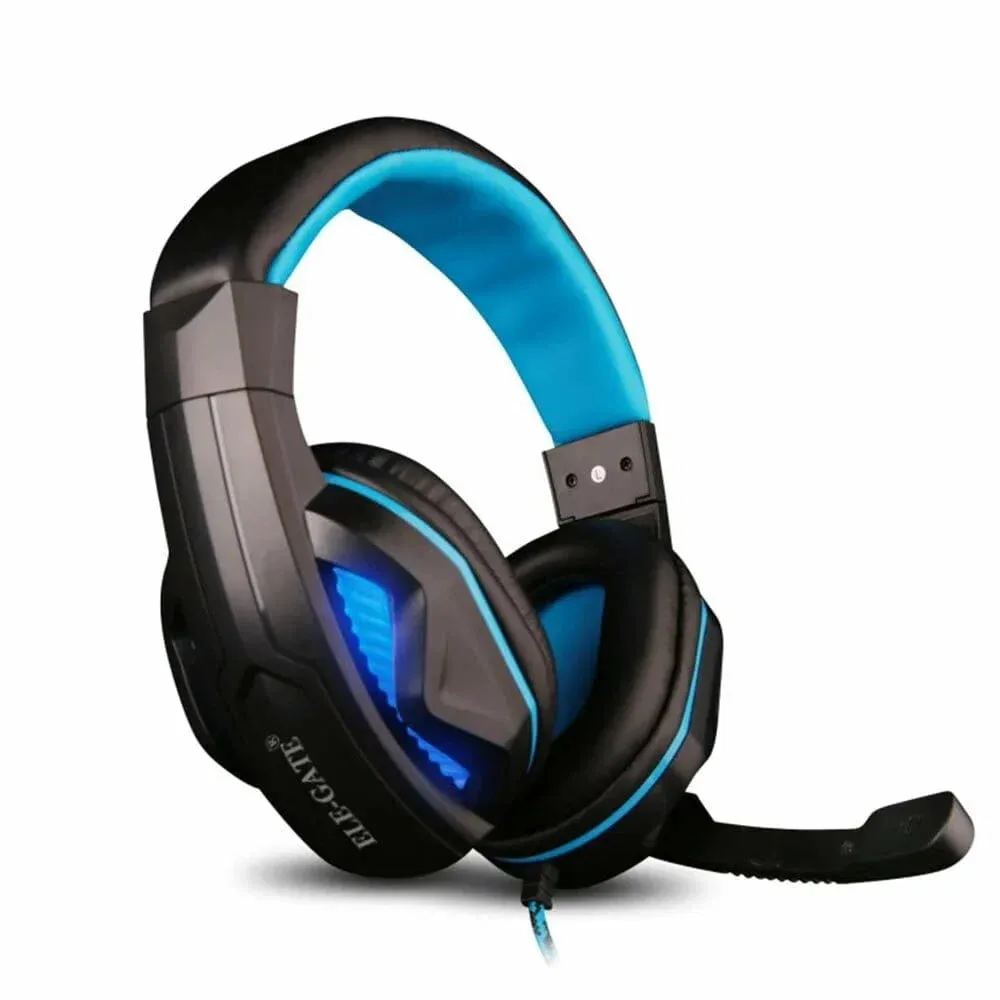 Audifonos de diadema acolchado, estilo gamer, alambrico usb + auxiliar, micrófono, iluminación led. control de volumen