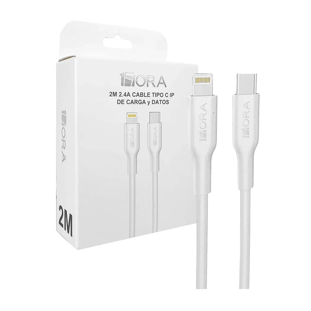 Cable 1hora con entrada lightning a tipo c de 2 metros para carga de 3a / cab271b