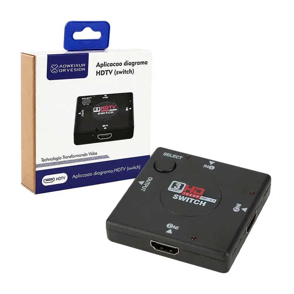 Mini splitter divisor de señal hdmi con 3 salidas con resolución de 1080p 3d