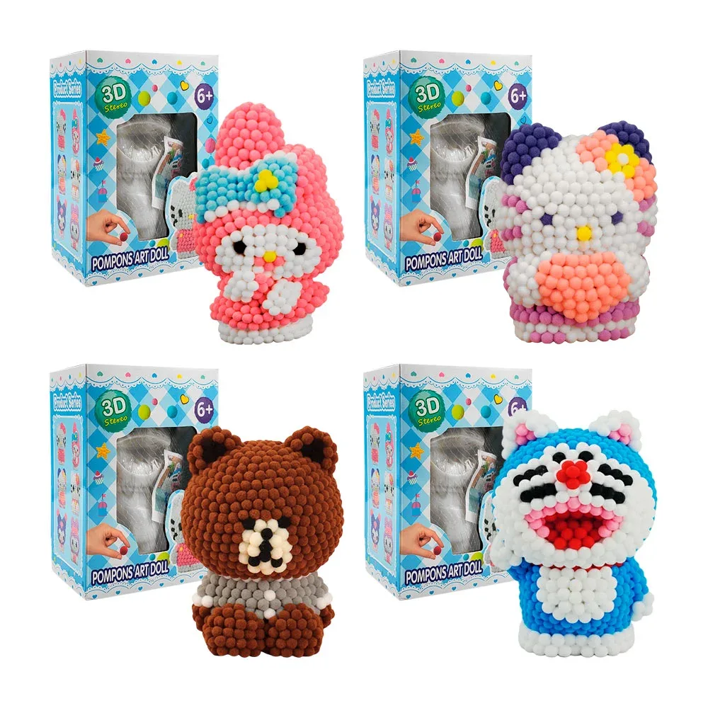 Figura interactiva para decorar con pompones de 18cm + accesorios