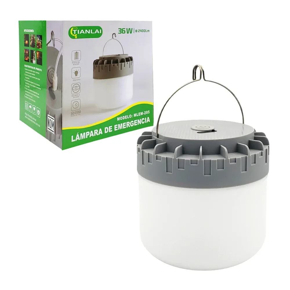 Lámpara led 36w emergencia, 2400lm, recargable, 3 modos y asa / em22w36