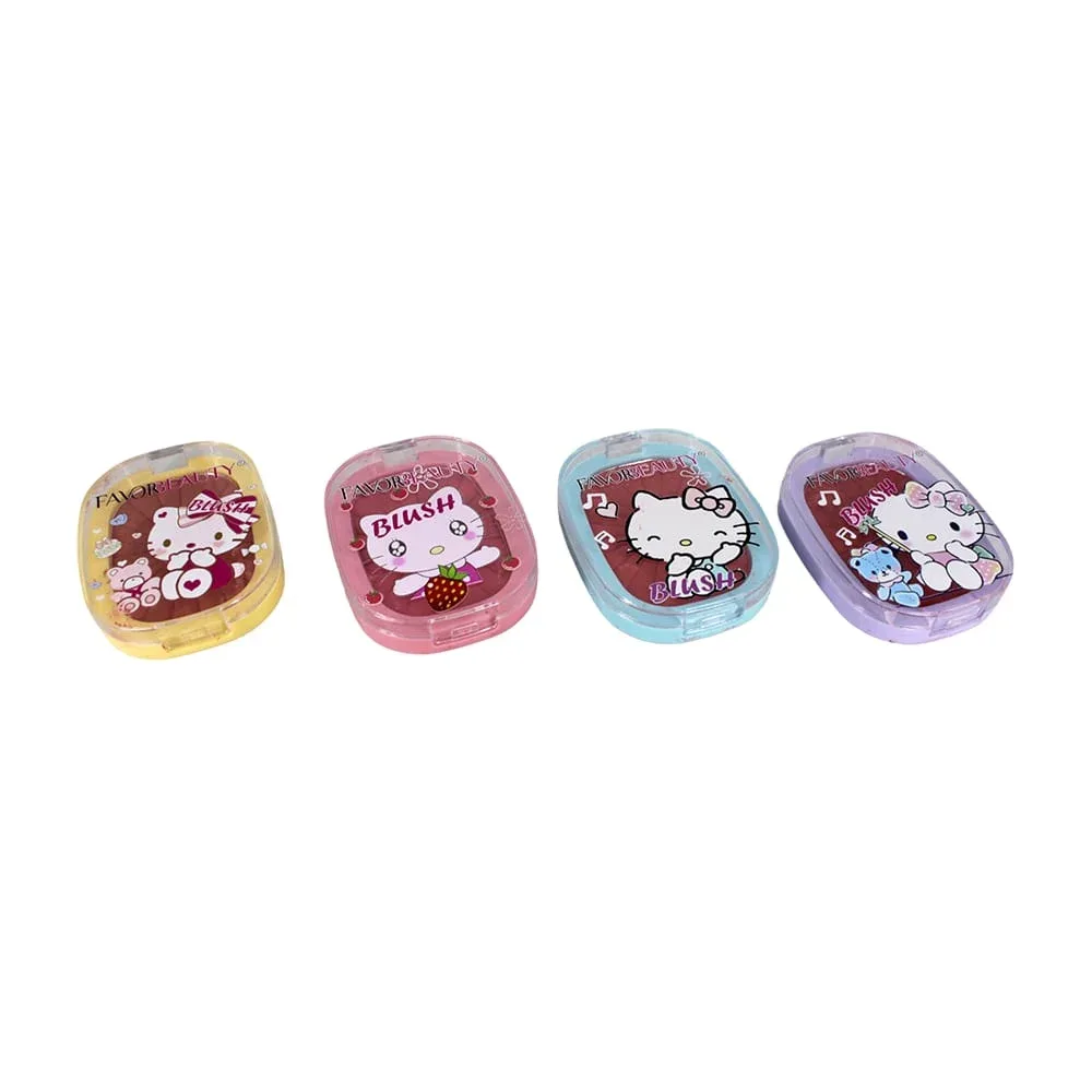 Rubor compacto favor beauty con estampado de hello kitty, variedad de tonos / 6719