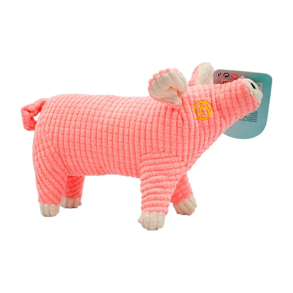 1pza Juguete chillón y mordedero para mascota en forma de cerdito / 24x14cm