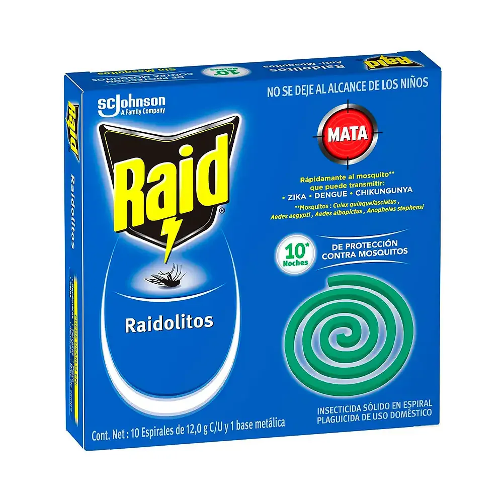 Paquete con 10 raidolitos verdes para eliminar zancudos - mosquitos + base metálica / 574007