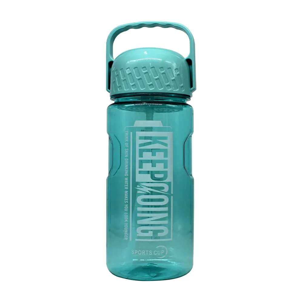 Botella de plástico para agua con tapa y popote 1100ml 8285