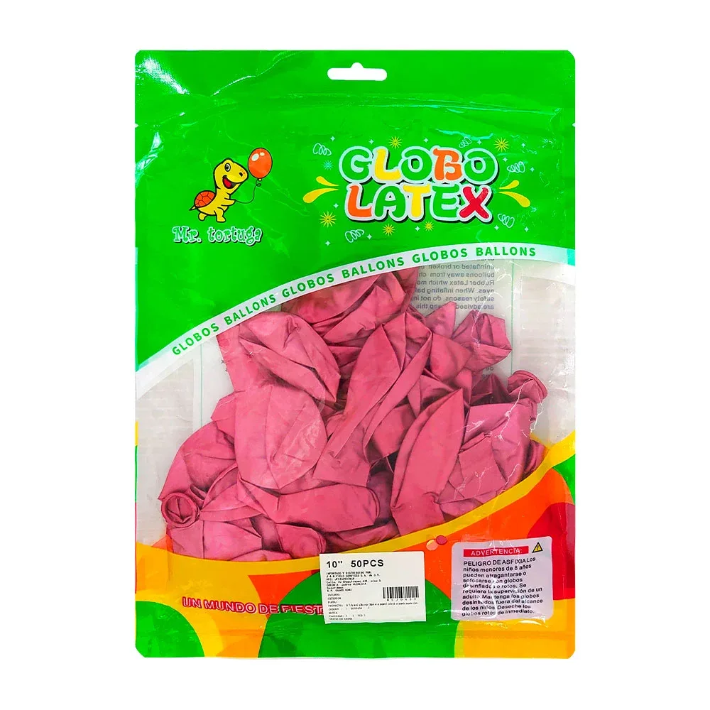 Paquete con 50 globos de látex, 10 pulgadas, rosa metálico / mr.tortuga