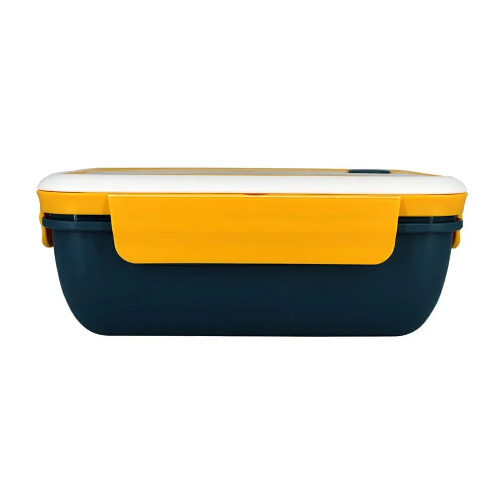 Tupper cuadrado de plástico con dos compartimientos + cubiertos, variedad de colores 1100ml / healthy life / zy-lunchboxa05