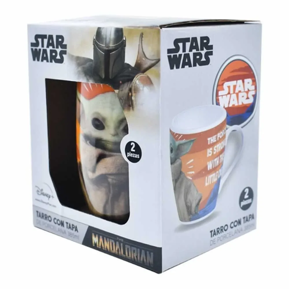 Taza de porcelana con tapa y diseño de baby yoda 385ml 1754-2685ml