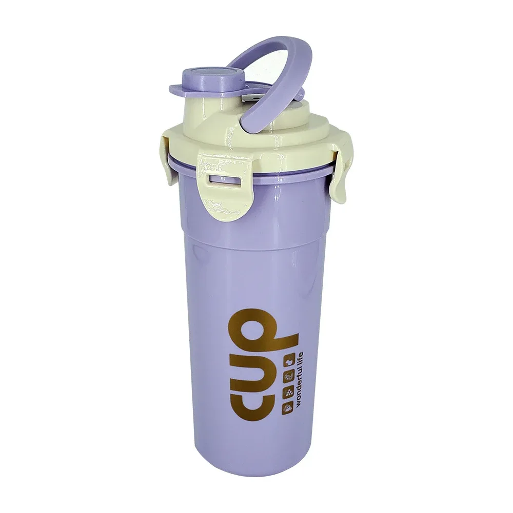 Set tupper rectangular de plástico con 4 compartimientos y cubierto + botella de 500ml, variedad de colores / cup / lunch box / wonderful life