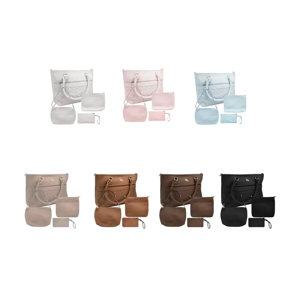Set de 4 bolsas kamel reyna con diseño capitonado y 4 compartimentos, variedad