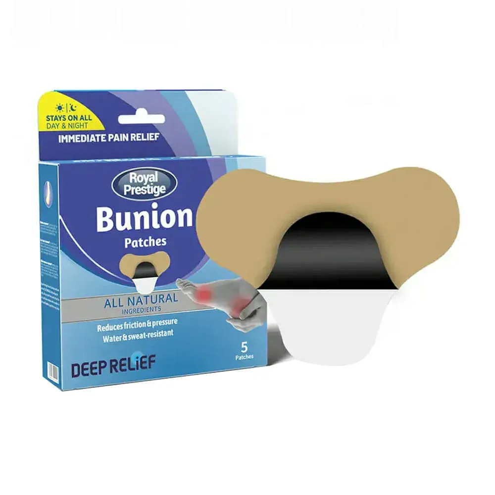 Caja de 5 parches correctores royal prestige con extracto de ingrediente naturales para juanetes / bunion patches