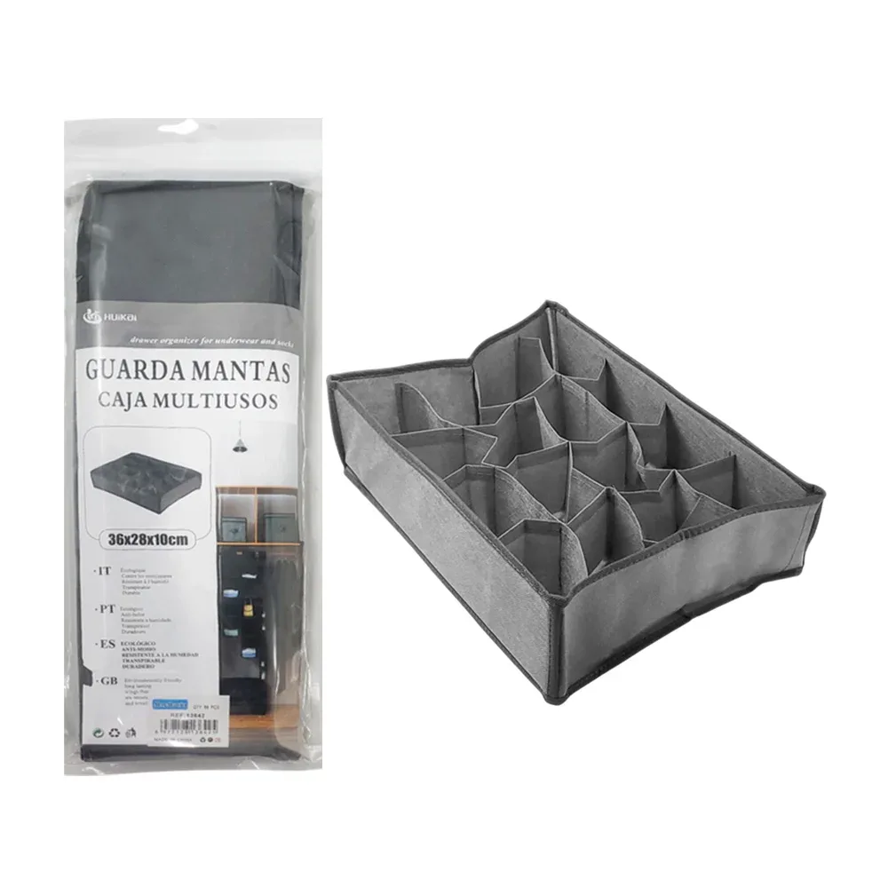 Caja organizadora multifuncional de tela con 16 compartimentos, 36x28x10cm