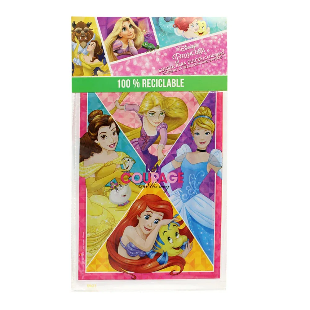 Paquete con 25 bolsas de plástico para dulces con diseño de princesas 470-646