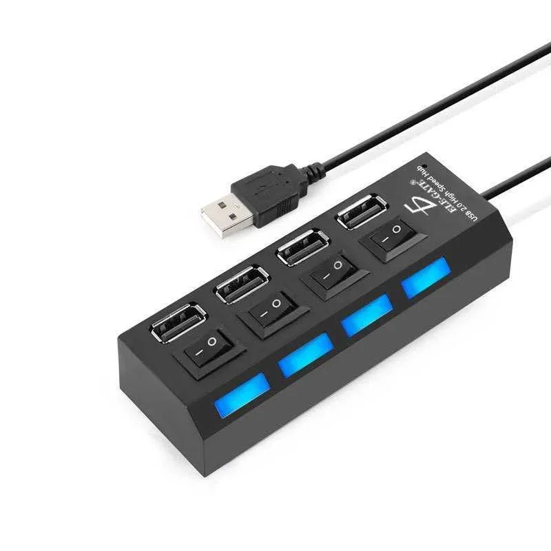 Hub de 4 puertos usb 2.0 para laptop o computadora de escritorio, con controlador de conexión e iluminación, variedad de colores / hub.13
