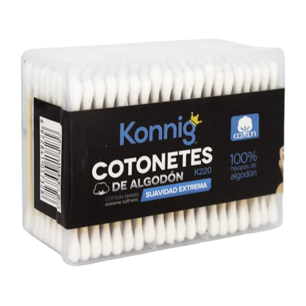 1pza Bote rectangular con 240 cotonetes de bambo / konning kg-220