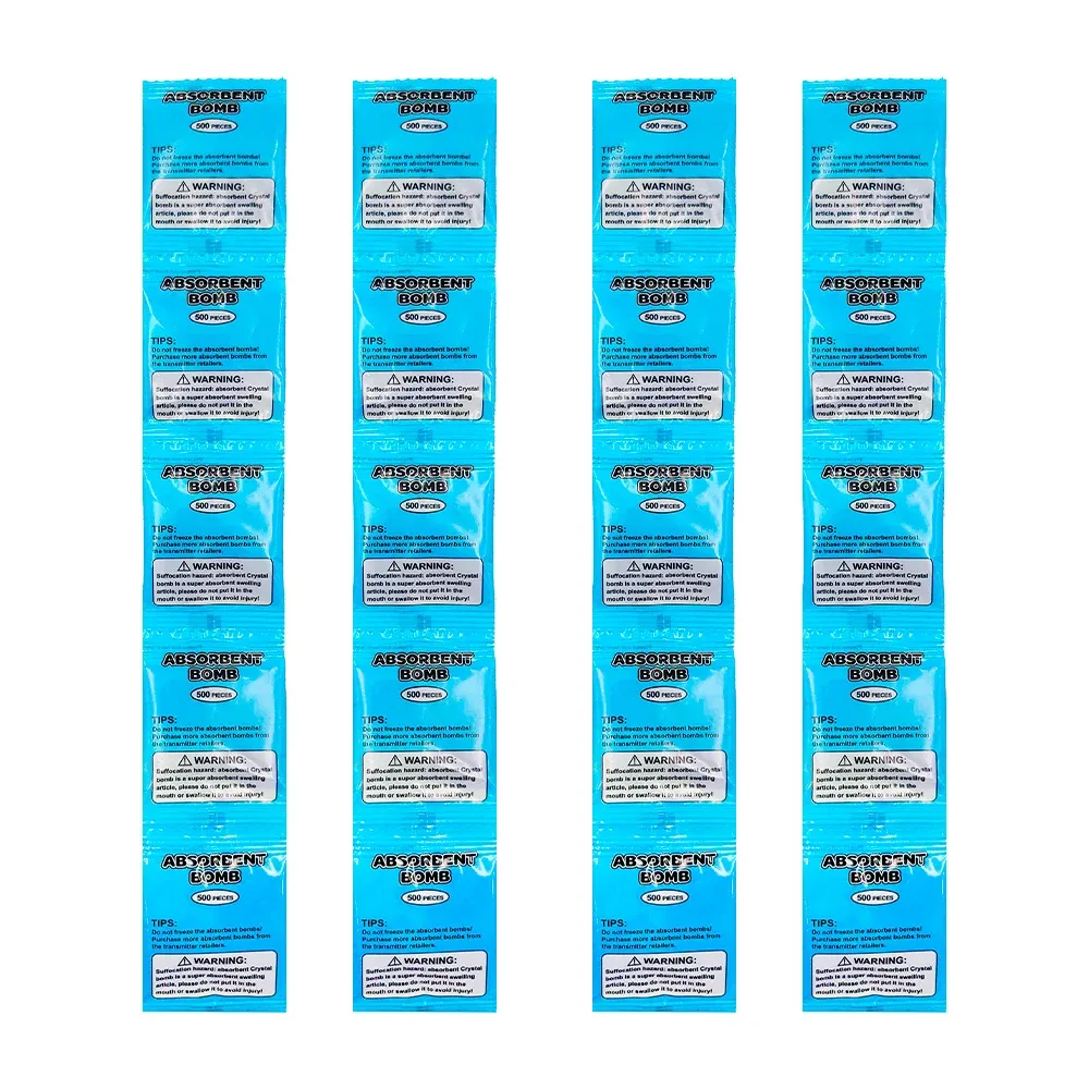 Tira de 20 sobres paquetes con 500 bolitas de hidrogel 6mm / absorbent bomb / 6-7mm