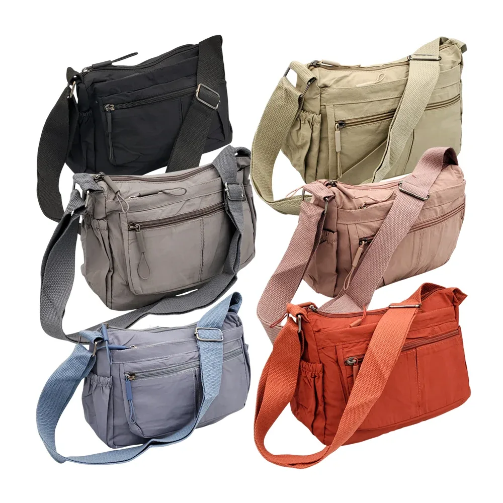 Bolsa de tela para dama con 5 compartimentos y asa gruesa ajustable, variedad