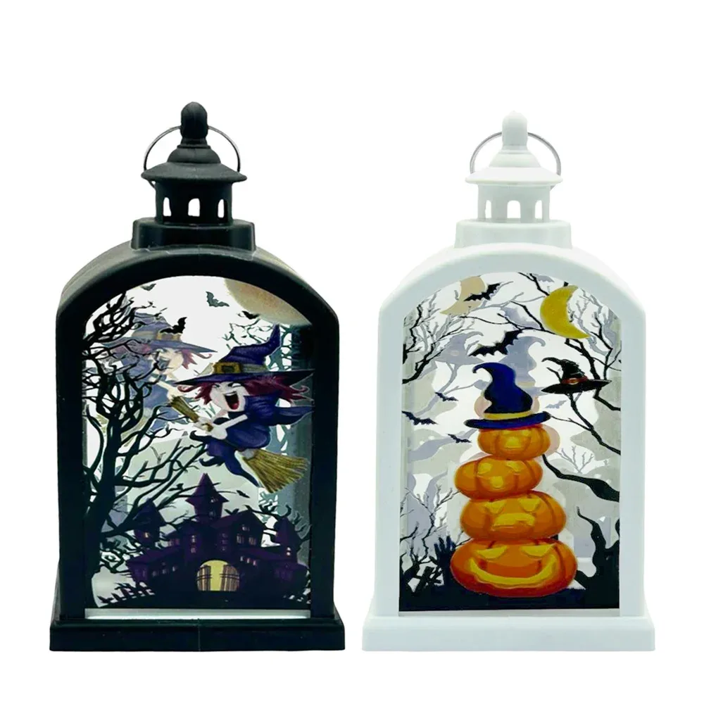 1pza Lámpara decorativa led en forma de farol con diseño de halloween, 8x5x14cm, variedad de modelos