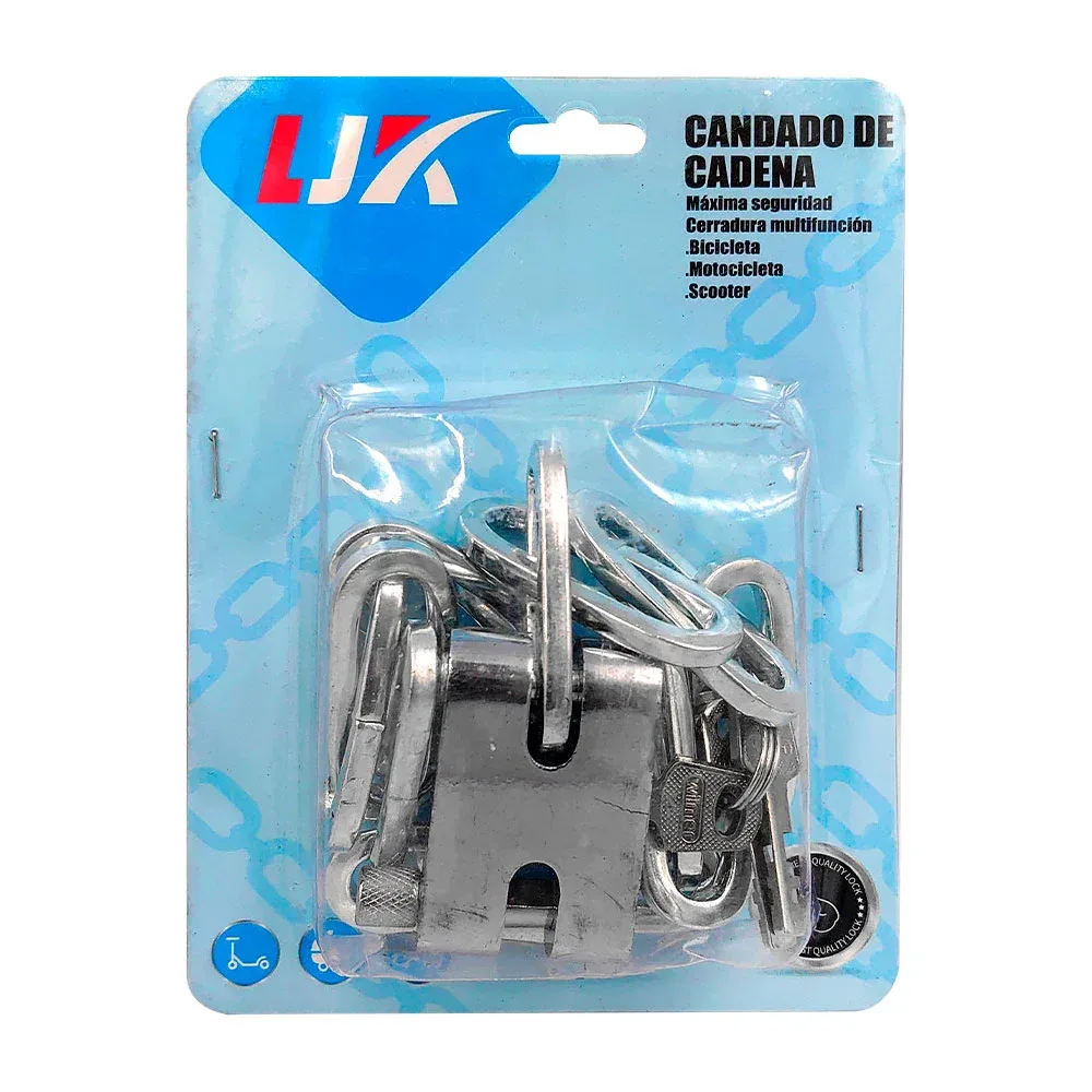 Candado con cadena multifuncional de seguridad, 25 pulgadas + juego de 3 llaves