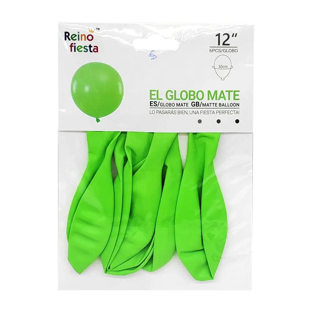 Paquete con 6 globos mate de 12 pulgadas / 50053
