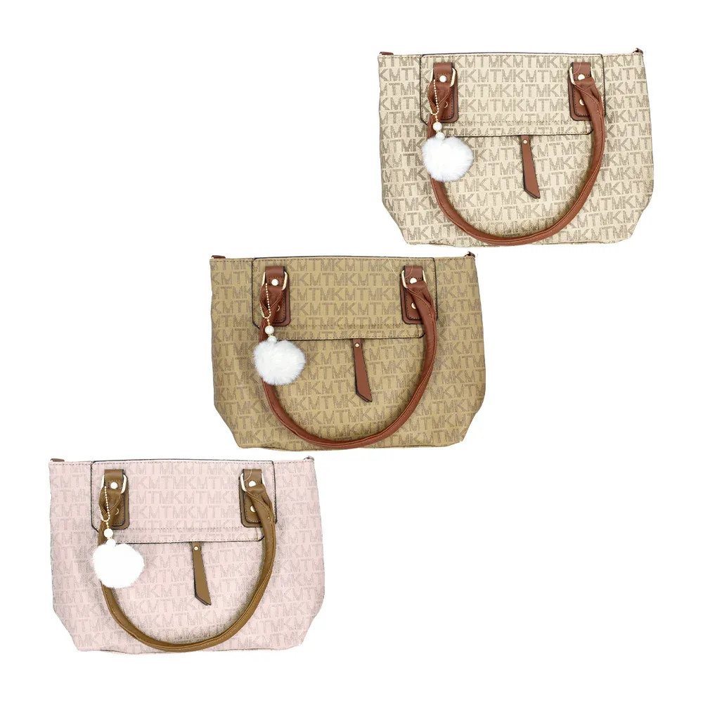 Bolsa con 5 compartimientos y llavero de pompón para dama, variedad de colores / tmk / 8309 / 8310#