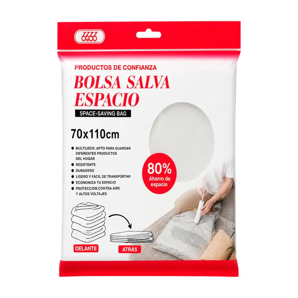 Bolsa de plástico con válvula de vacío para reducir espacio, 70x110cm / 13611