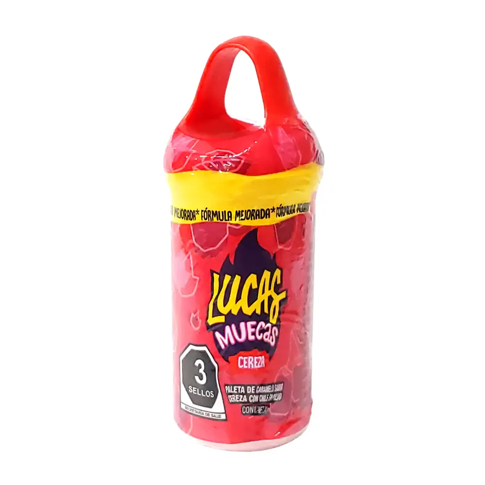 Lucas muecas sabor cereza con chile en polvo, 24g / lucas-c